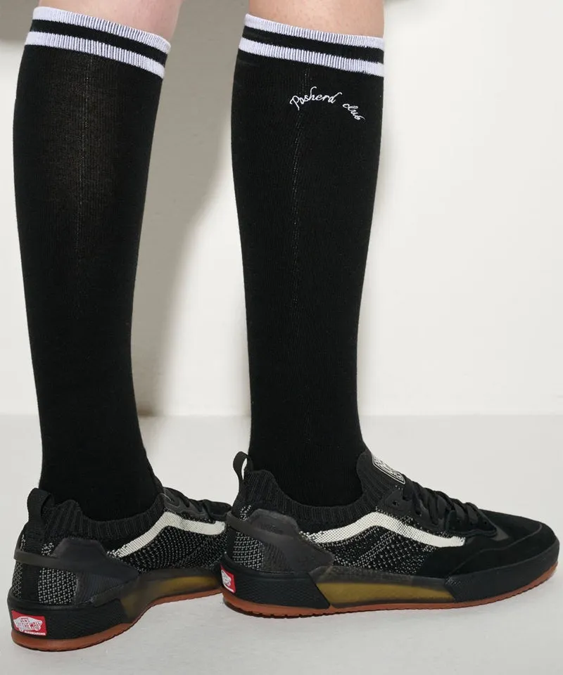 POSHERD Stripe Non-Slip Cushion Knee Socks  - Black