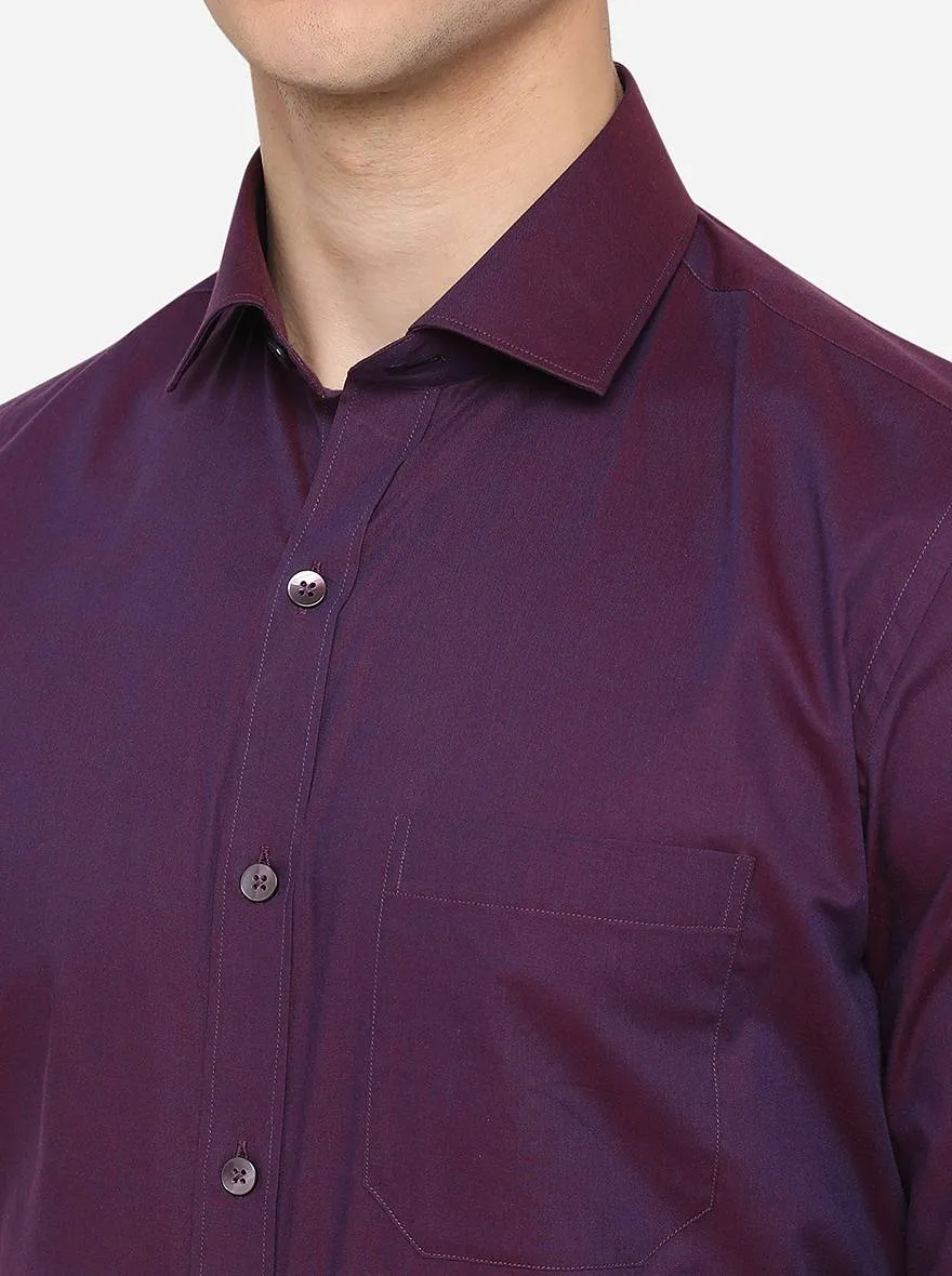 Purple Solid Slim Fit Formal Shirt | Metal