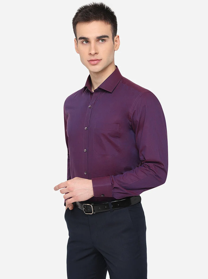 Purple Solid Slim Fit Formal Shirt | Metal