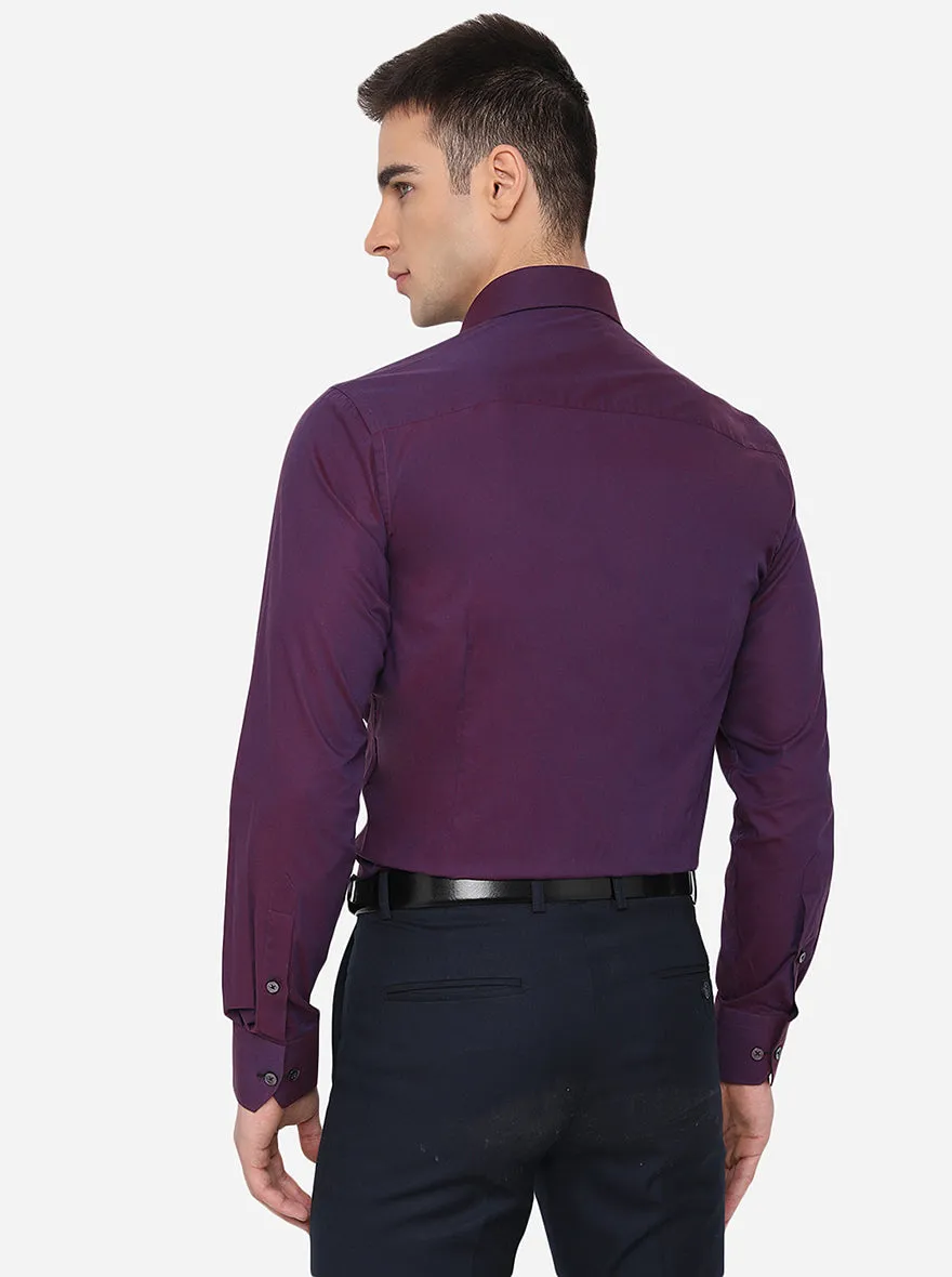 Purple Solid Slim Fit Formal Shirt | Metal
