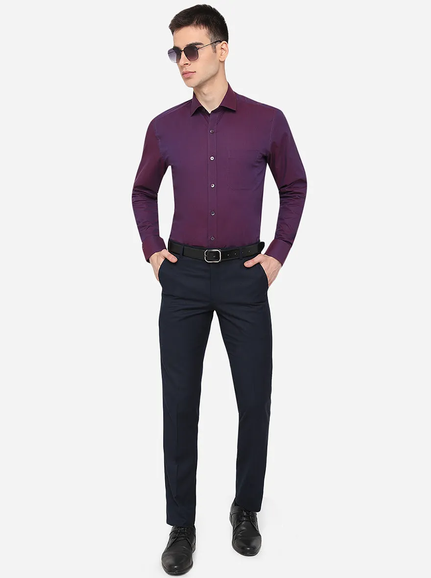 Purple Solid Slim Fit Formal Shirt | Metal
