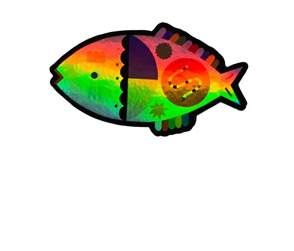 Rainbow Fish Holographic Sticker
