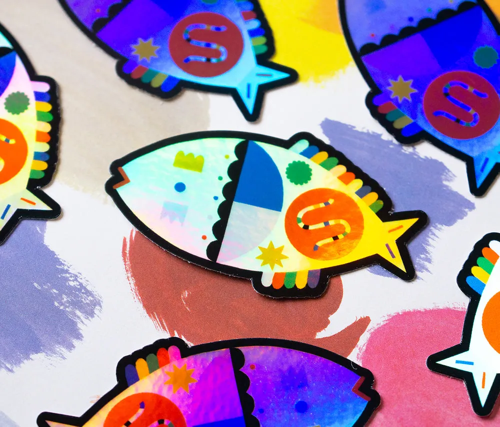 Rainbow Fish Holographic Sticker