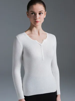 RIBBED HENLEY TEE, WHITE