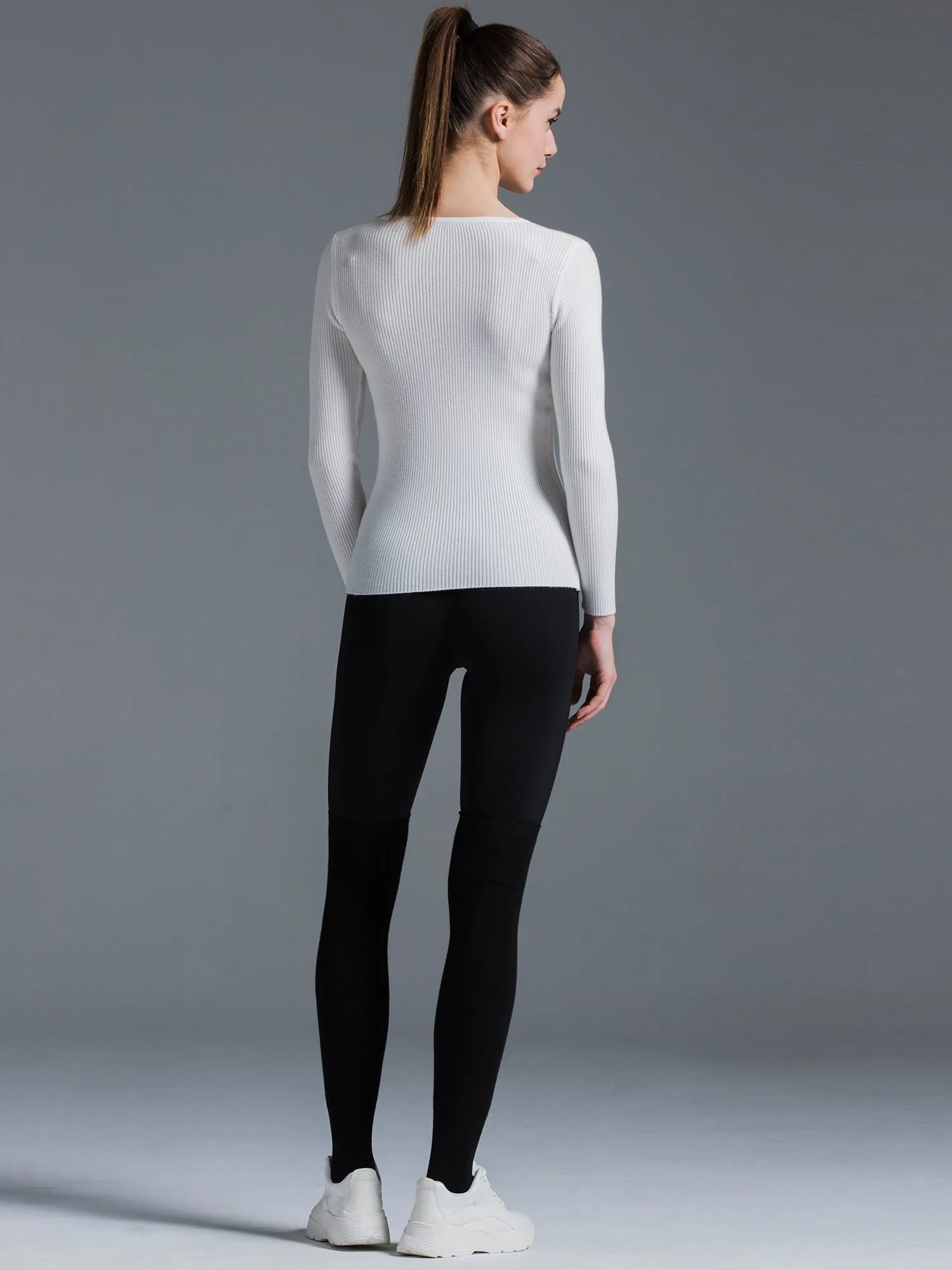 RIBBED HENLEY TEE, WHITE