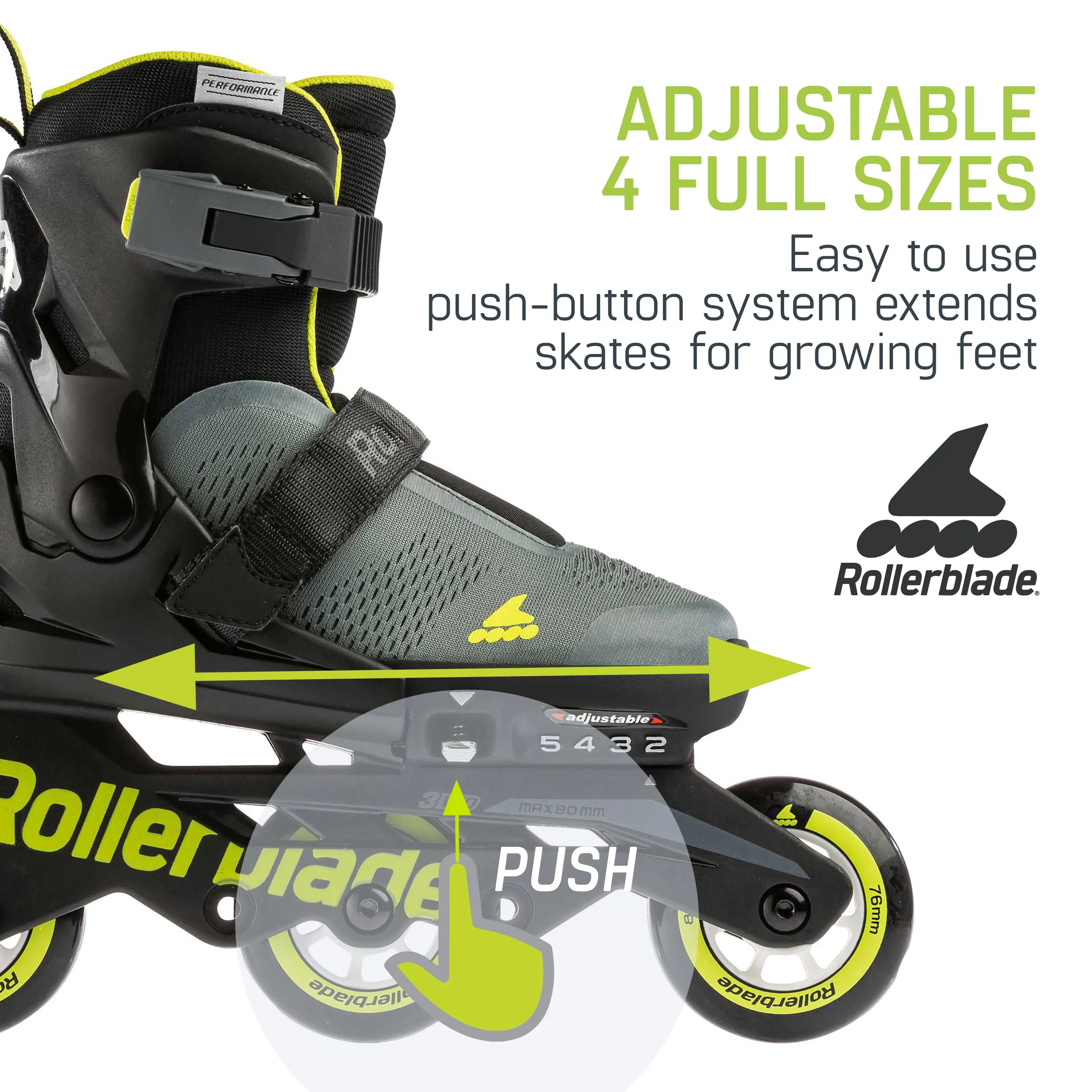 Rollerblade Microblade Free 3WD - Anthracite/Lime