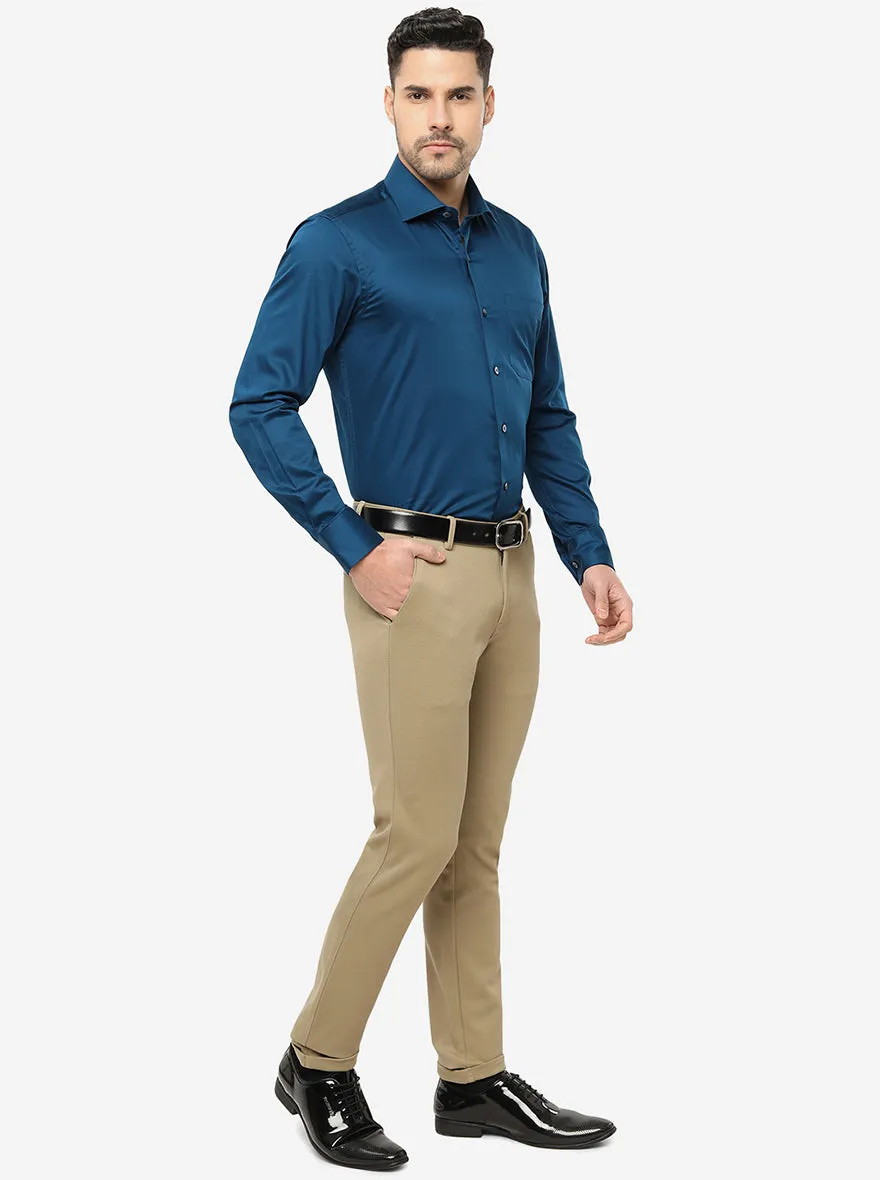 Royal Blue Solid Slim Fit Formal Shirt | Metal
