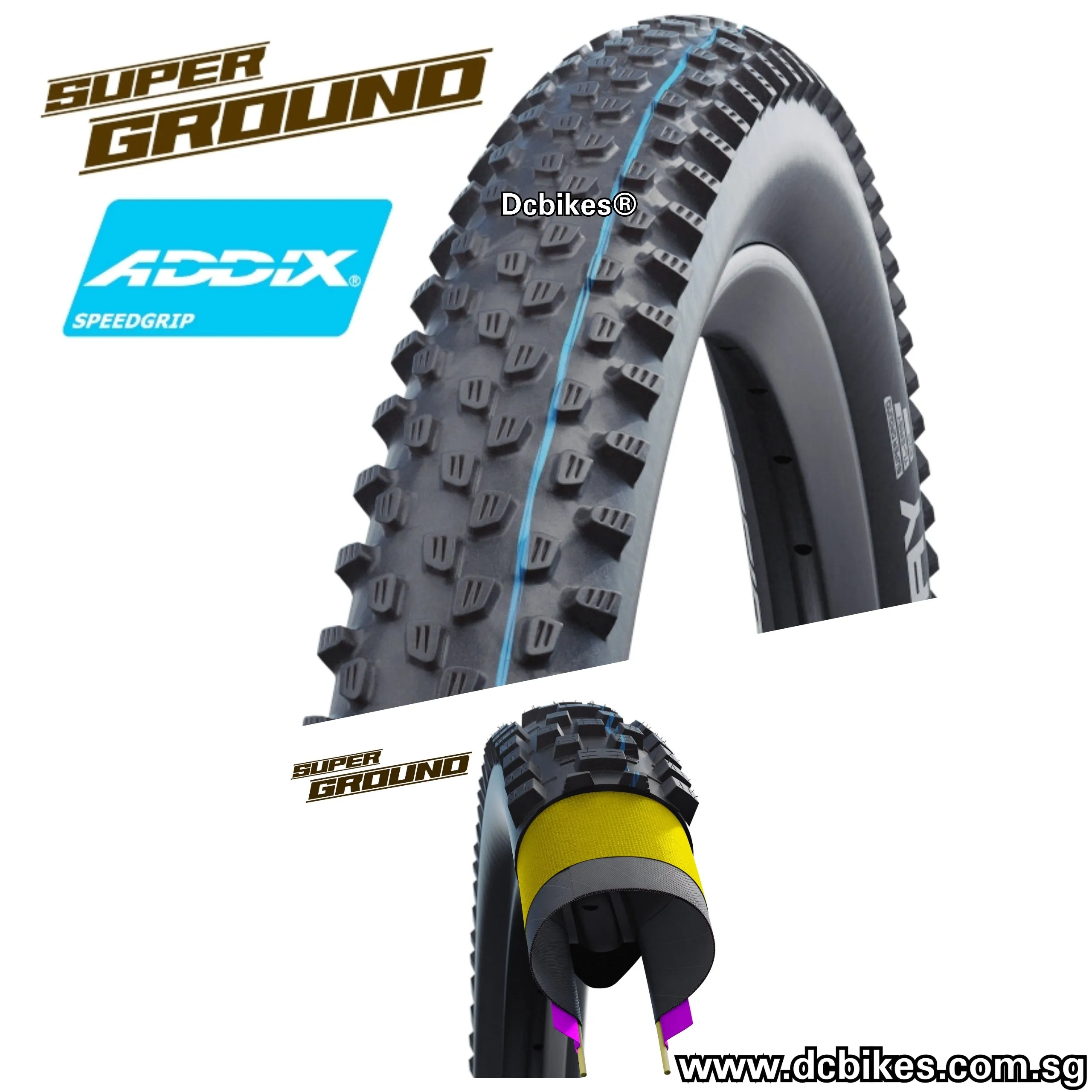Schwalbe 27.5 X 2.25 Racing Ray Super Ground 650B Tubeless SpeedGrip Folding Tyres (1 Tire) 