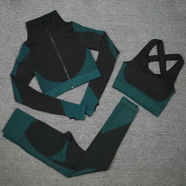Seamless Women Yoga Sets Female Sport Gym Suits