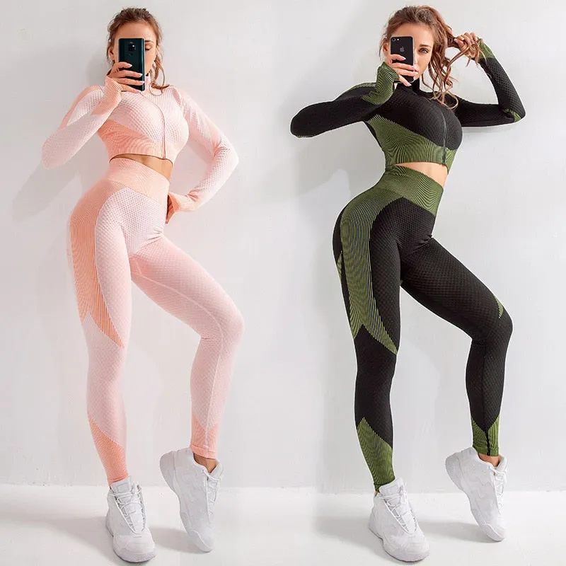 Seamless Women Yoga Sets Female Sport Gym Suits