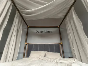 Set of Linen scarf curtains for canopy bed in Natural color (density 175 g/m2)