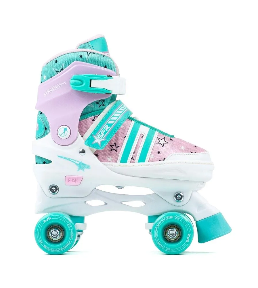 SFR Spectra Adjustable Children's Quad Skates - Pink / Green