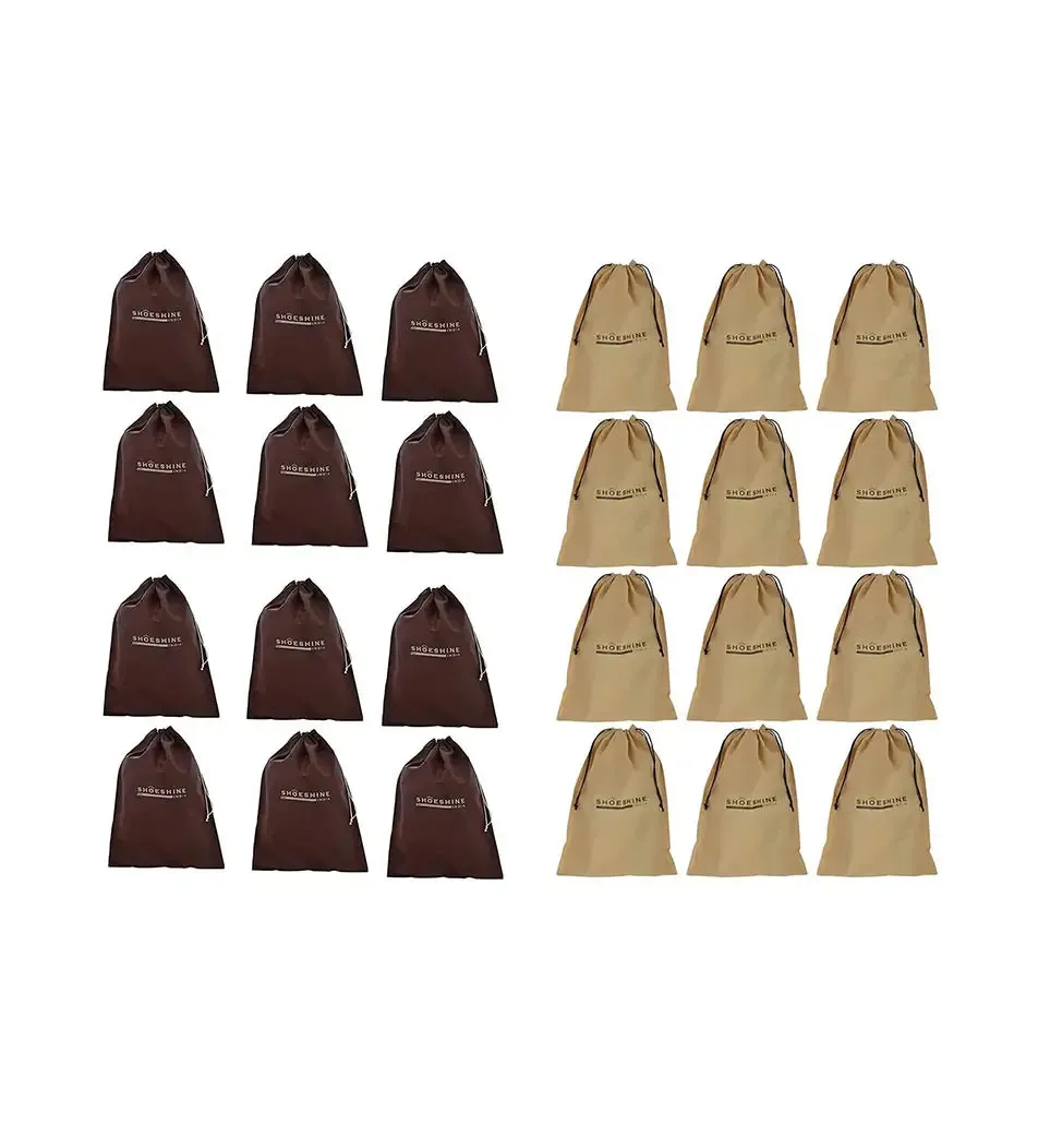 SHOESHINE Shoe Bag (Pack of 12) Shoe Storage bag for home & travel - Brown & Beige