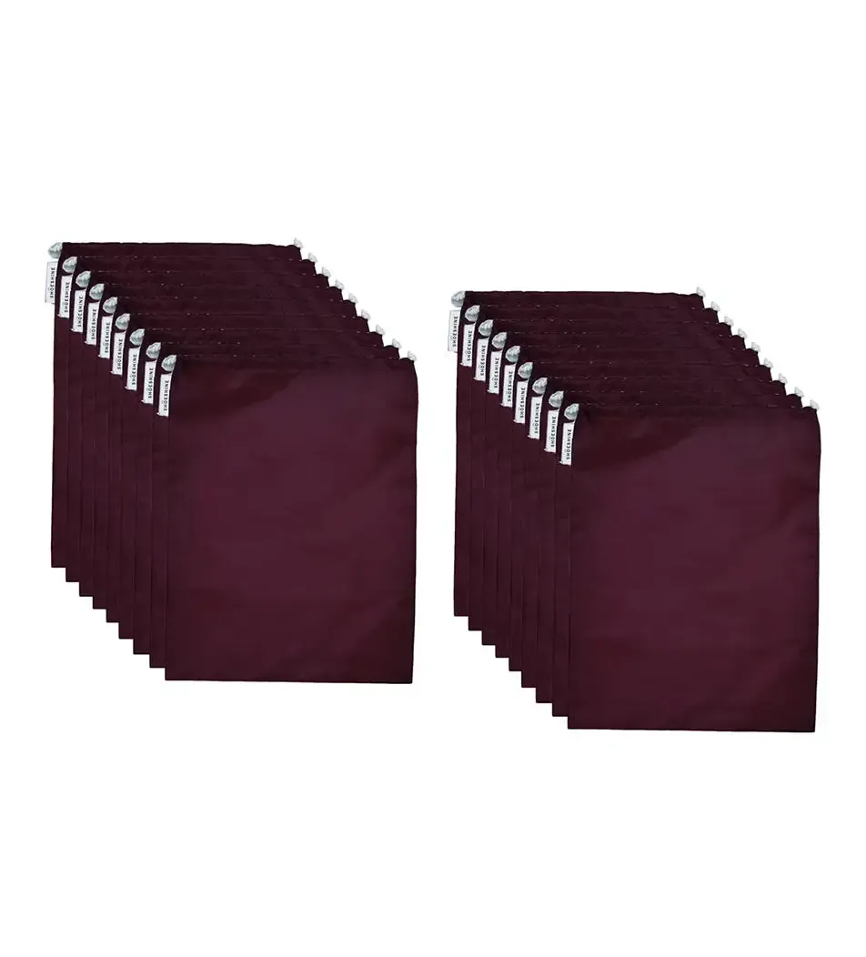 SHOESHINE Shoe Bag (Pack of 18) Water Resistant and Dust Proof Shoe Storage Bag - Maroon