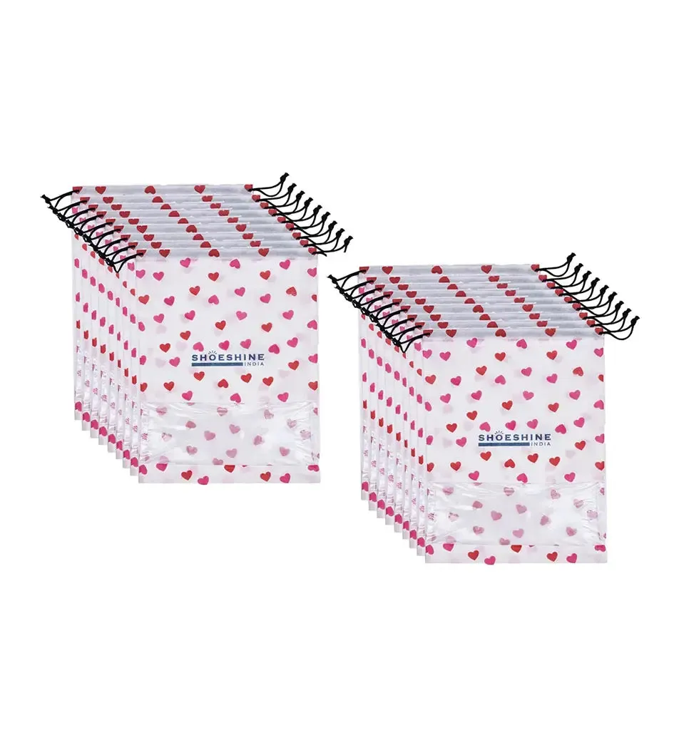 SHOESHINE Shoe Bags (Pack of 24) Travel Shoe Pouch - White Heart