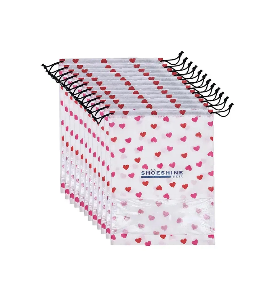 SHOESHINE Shoe Bags (Pack of 24) Travel Shoe Pouch - White Heart