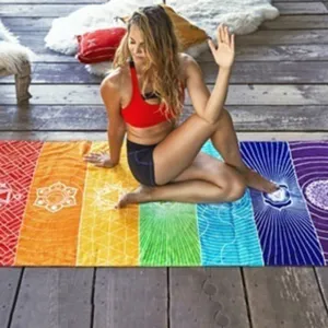 Single Rainbow Chakra Tapestry Ravel Yoga Mat