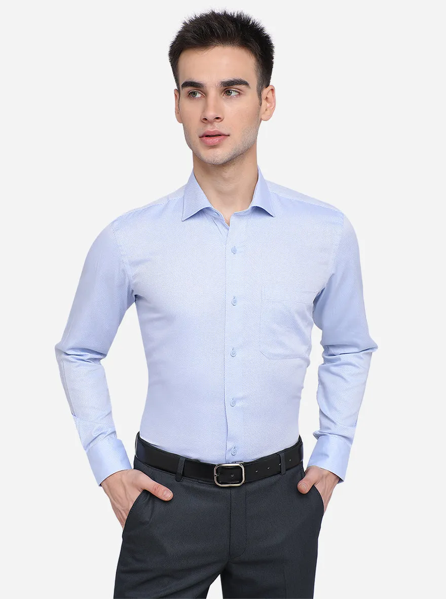 Sky Blue Solid Slim Fit Formal Shirt | Metal