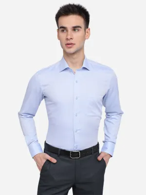 Sky Blue Solid Slim Fit Formal Shirt | Metal