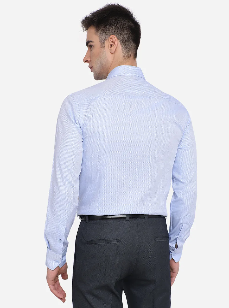 Sky Blue Solid Slim Fit Formal Shirt | Metal