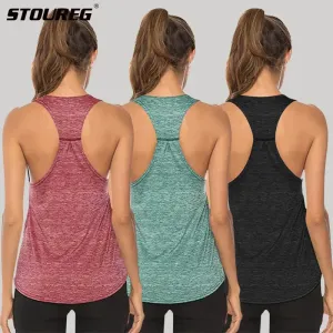 Sleeveless Racerback Yoga Tank Top, Women's Quick Dry Running Training Sports Vest Fitness Gym Top Workout Yoga Shirts