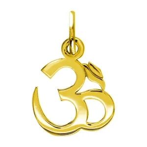 Small Classic Yoga Ohm, Om, Aum Charm in 14k Yellow Gold