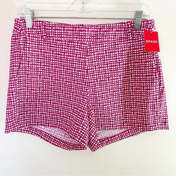 Spanx Sunshine Shorts, 4&quot; Hibiscus Gingham Medium NWT