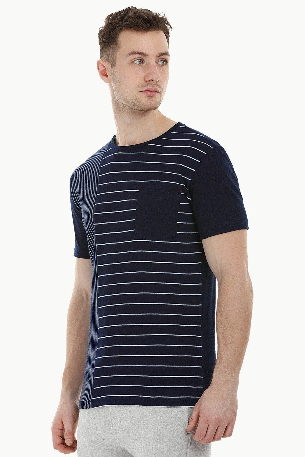 Stripe Block Navy T-Shirt
