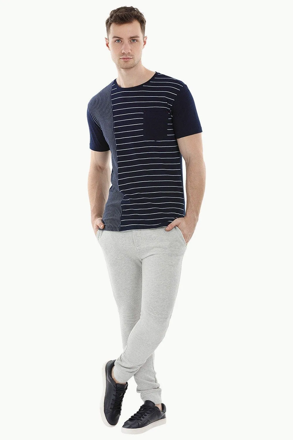 Stripe Block Navy T-Shirt