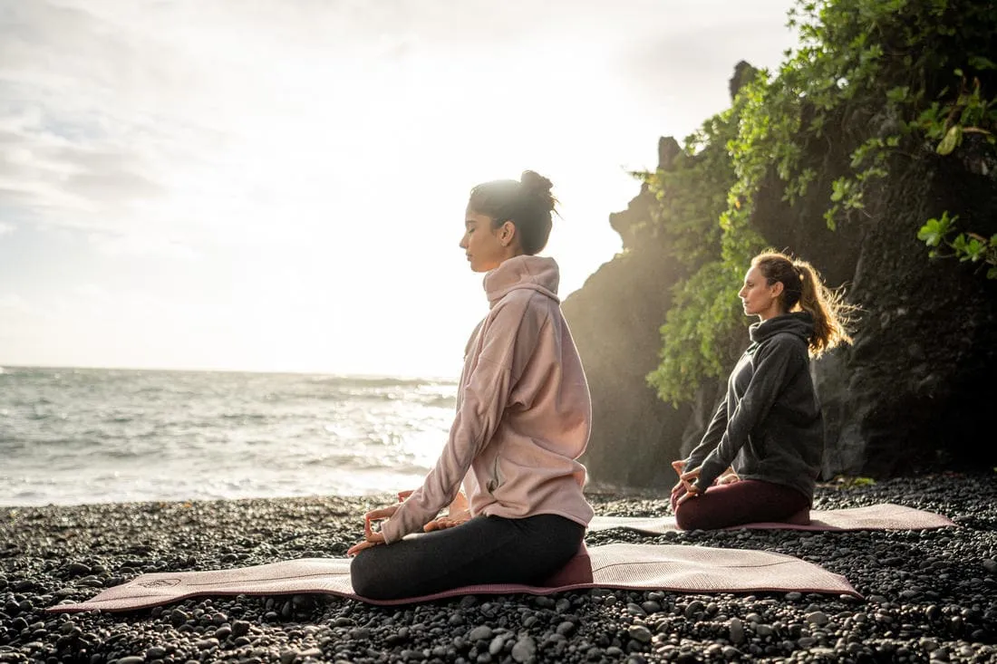 SWEAT POLAIRE RELAXATION YOGA FEMME BLEU MARINE CHINE