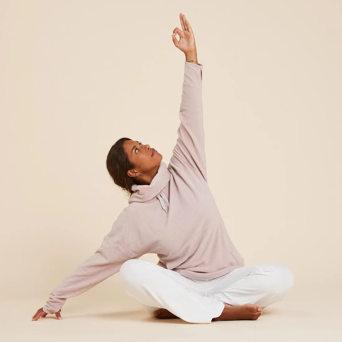 SWEAT POLAIRE RELAXATION YOGA FEMME BLEU MARINE CHINE
