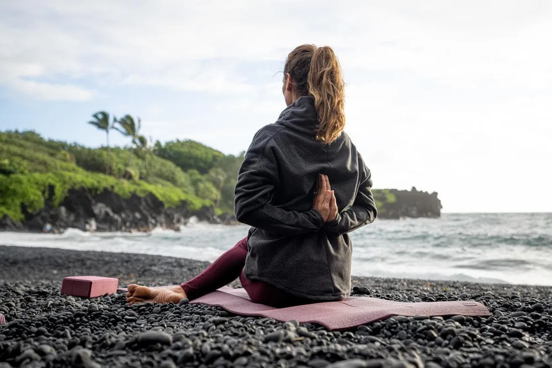 SWEAT POLAIRE RELAXATION YOGA FEMME BLEU MARINE CHINE