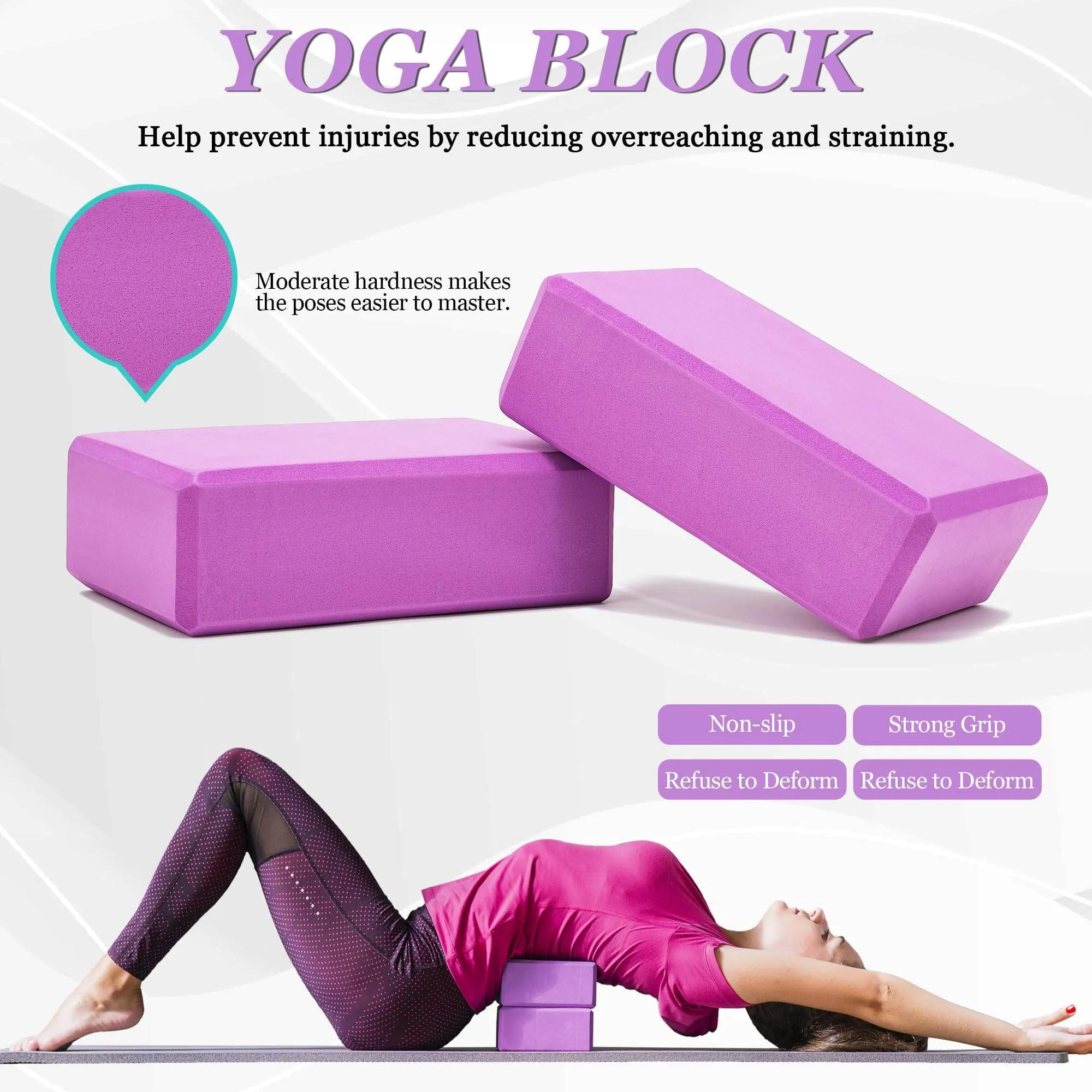 THYWD Yoga Wheel 12 in 1 Set with Back Cracker Roller for Pain Relief & Deep Tissue Massage Yoga Blocks 2 Pack with Yoga Ring, Yoga Accessory for Stretching Equipment, Yoga Starter Kit for Beginner