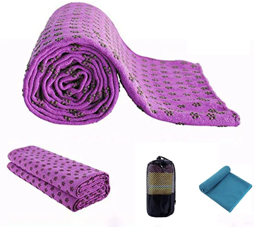 Toalla de secado rápido, antideslizante, 72 x 24.8 pulgadas, Tapete de yoga, supersuave, absorbente del sudor, antideslizante, para yoga caliente, tamaño perfecto para ejercicios de yoga, ideal para yoga caliente y pilates
