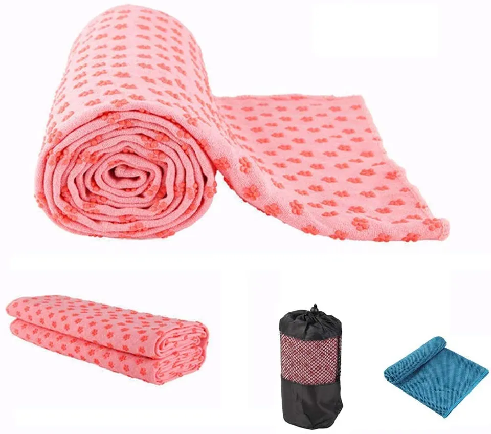 Toalla de secado rápido, antideslizante, 72 x 24.8 pulgadas, Tapete de yoga, supersuave, absorbente del sudor, antideslizante, para yoga caliente, tamaño perfecto para ejercicios de yoga, ideal para yoga caliente y pilates