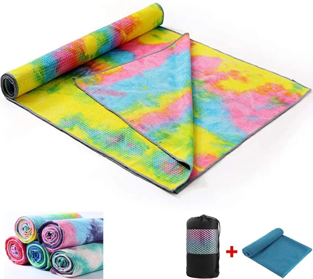 Toalla de secado rápido, antideslizante, 72 x 24.8 pulgadas, Tapete de yoga, supersuave, absorbente del sudor, antideslizante, para yoga caliente, tamaño perfecto para ejercicios de yoga, ideal para yoga caliente y pilates