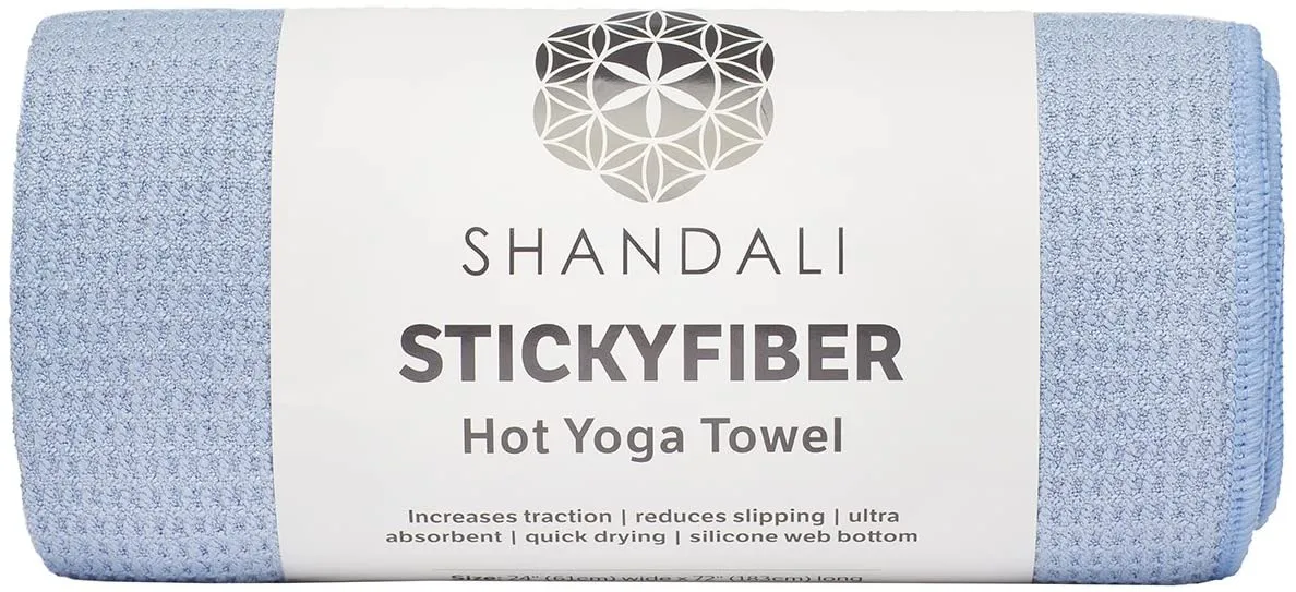 Toalla de yoga caliente de Shandali. Toalla de yoga de fibra adhesiva, tamaño mate, microfibra, superabsorbente, antideslizante, libre de lesiones, 24.0 x 71.7 in. La mejor toalla de yoga Bikram – ejercicio, fitness, pilates y equipo de yoga