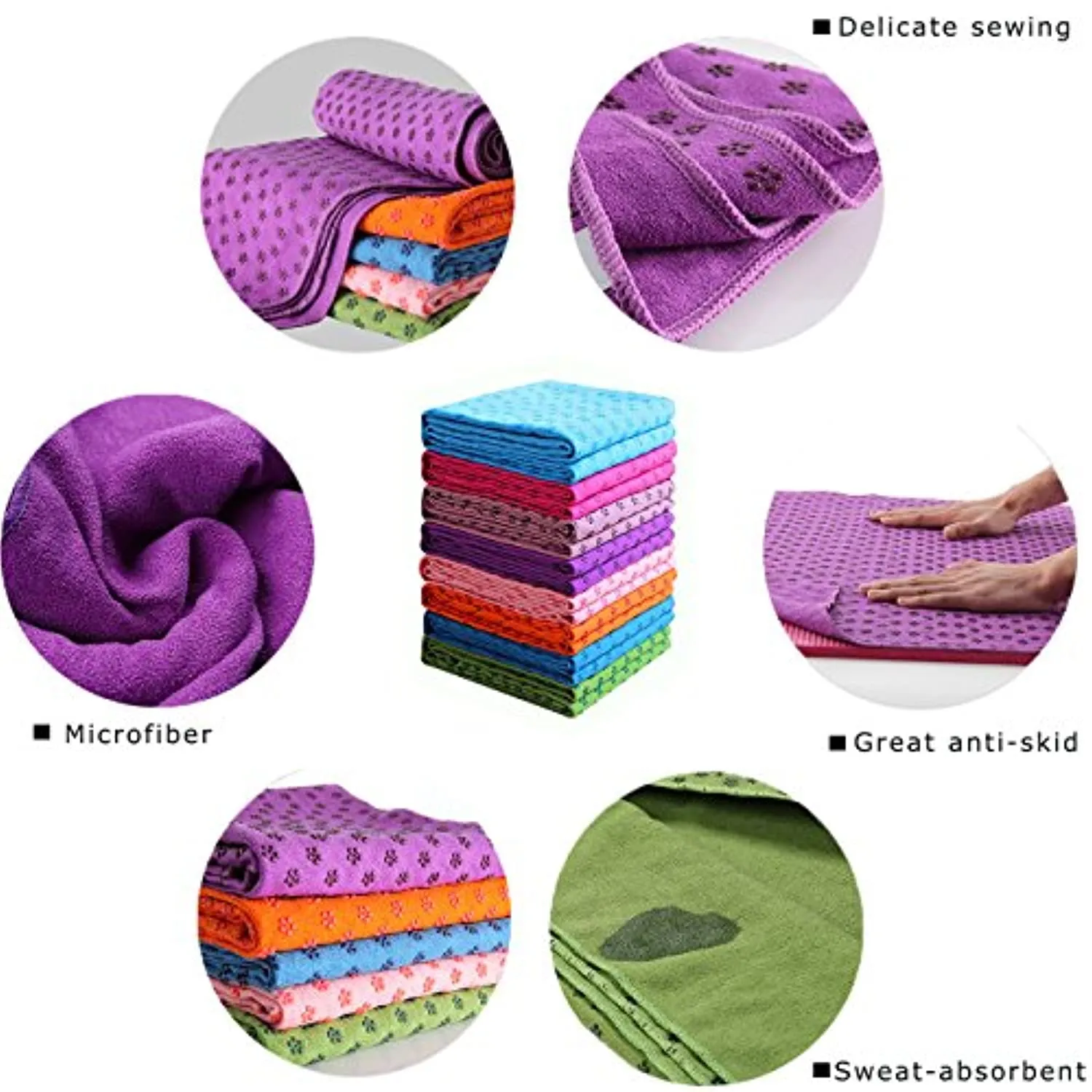 Toalla para Tapete de yoga de microfibra, antideslizante, absorbente, supersuave, 24.0 x 72.0 in