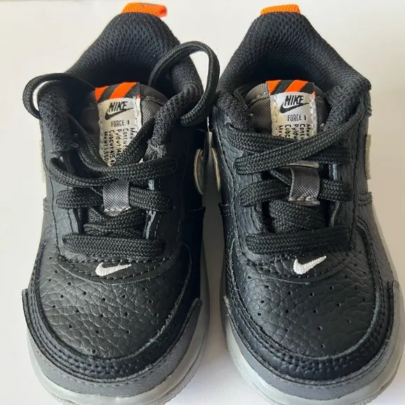 Toddler Nike Air Force One Black/ Gray/Orange Low Tops Size 5C