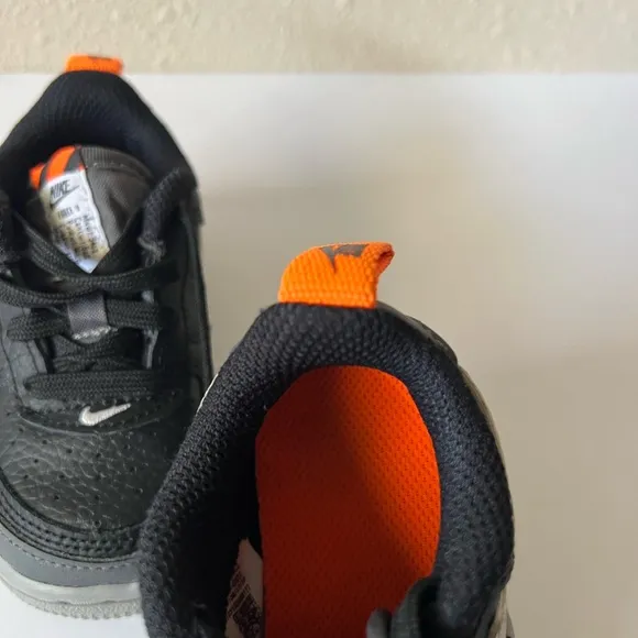 Toddler Nike Air Force One Black/ Gray/Orange Low Tops Size 5C