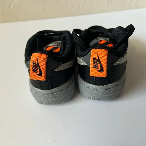 Toddler Nike Air Force One Black/ Gray/Orange Low Tops Size 5C