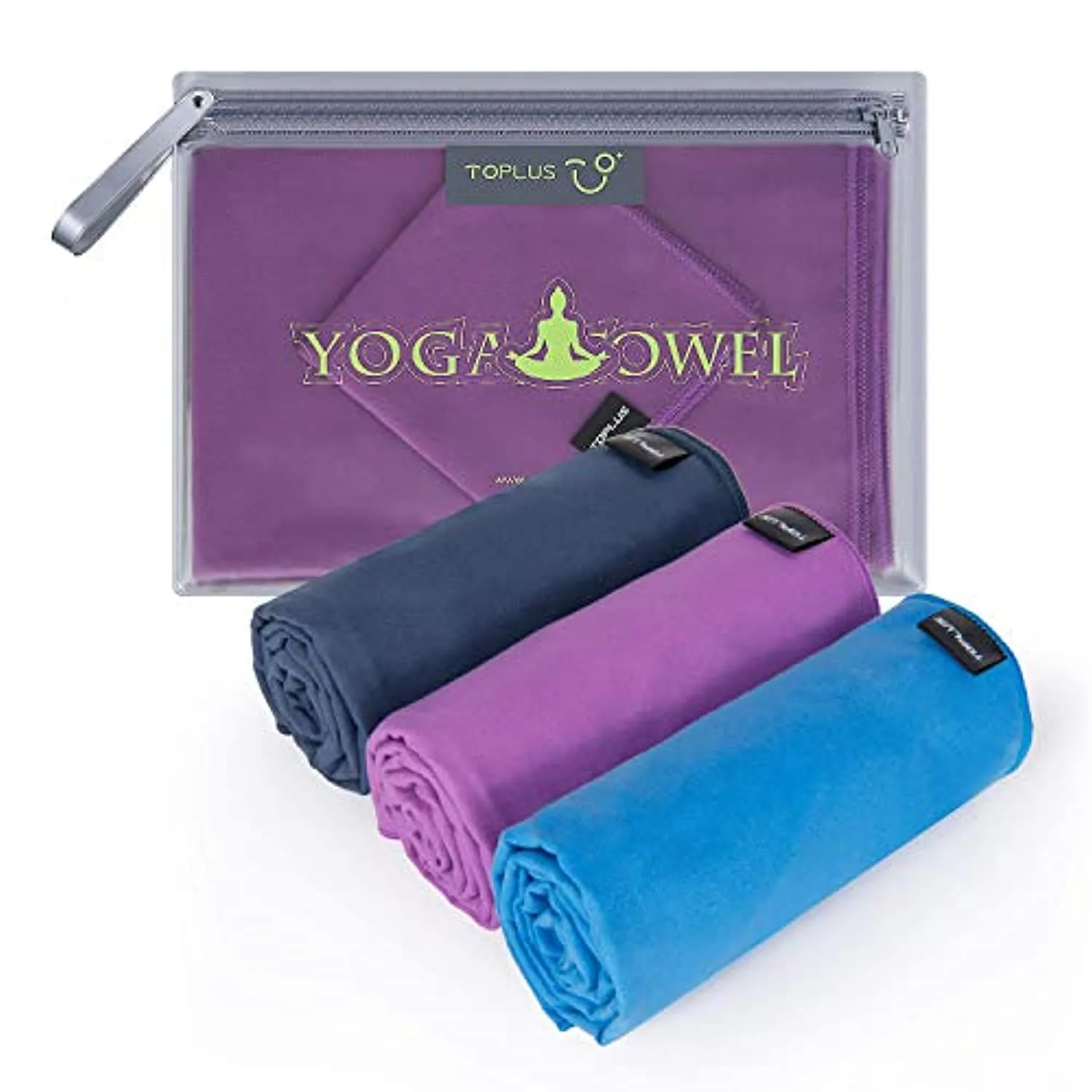 TOPLUS toalla de yoga – absorbente del sudor antideslizante toalla de yoga caliente   toalla de mano 2 en 1 set de microfibra, súper suave, mejor toalla de Tapete de yoga para Bikram Hot Yoga, Pilates, con bolsa de transporte