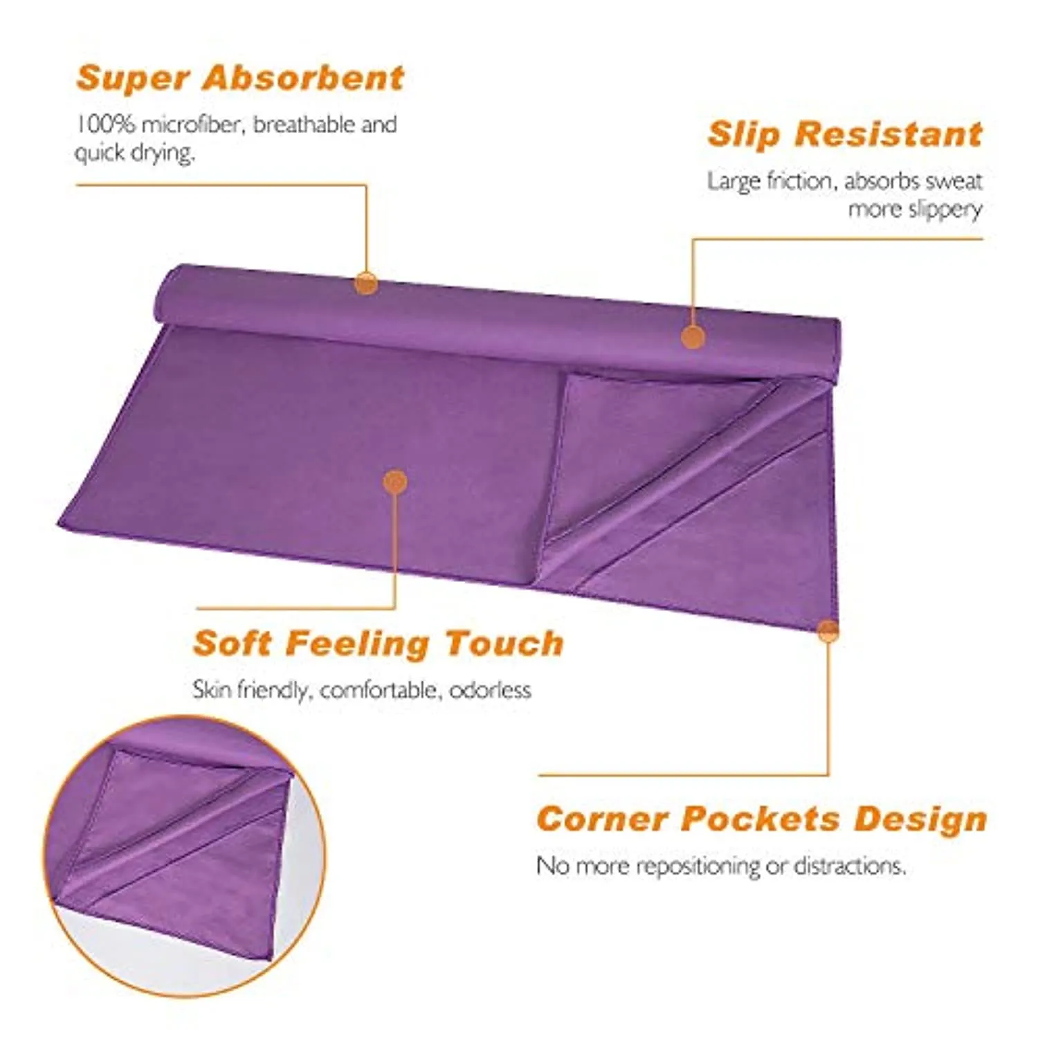 TOPLUS toalla de yoga – absorbente del sudor antideslizante toalla de yoga caliente   toalla de mano 2 en 1 set de microfibra, súper suave, mejor toalla de Tapete de yoga para Bikram Hot Yoga, Pilates, con bolsa de transporte