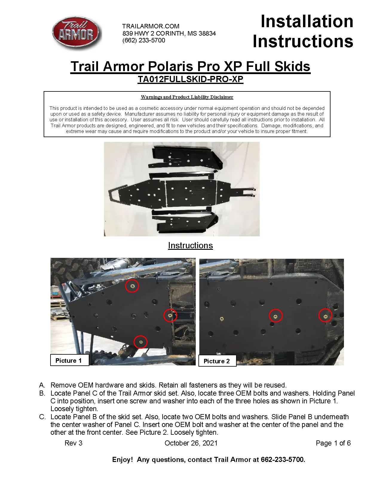 Trail Armor Polaris RZR XP PRO Full Skids with Integrated Sliders or Trimmed for Extreme Kick Out Nerf Sliders 2020 - 2025
