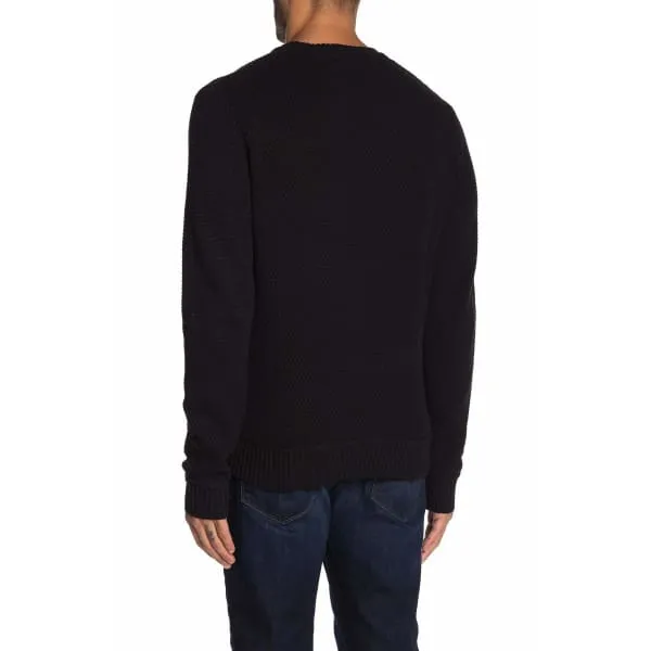 Weatherproof Crew Neck Long Sleeve Knit Sweater Hoodie Pullover Black