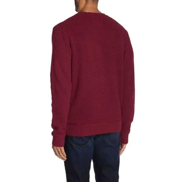 Weatherproof Men Knit Pullover Crew Neck Long Sleeve-Dark Red