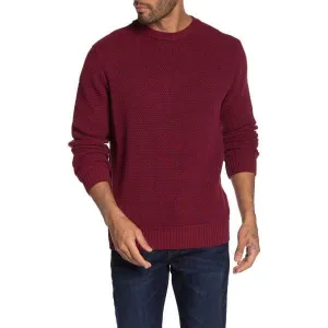 Weatherproof Men Knit Pullover Crew Neck Long Sleeve-Dark Red