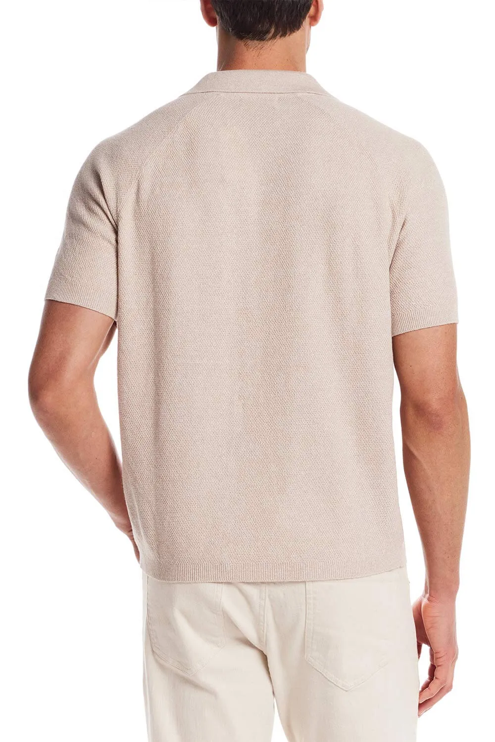 Weatherproof Vintage Mixy Johnny Collar Sweater Shirt for Men in Oat | S2540532GK-OAT