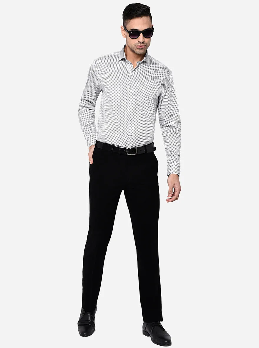 White & Green Printed Regular Fit Formal Shirt | JadeBlue