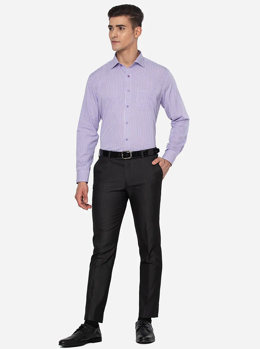 White & Purple Striped Regular Fit Formal Shirt | JadeBlue